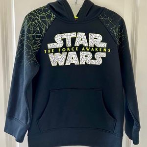 Star Wars The Force Awakens Boys Black/White/ Yellow Neon Hoodie Size 5‎